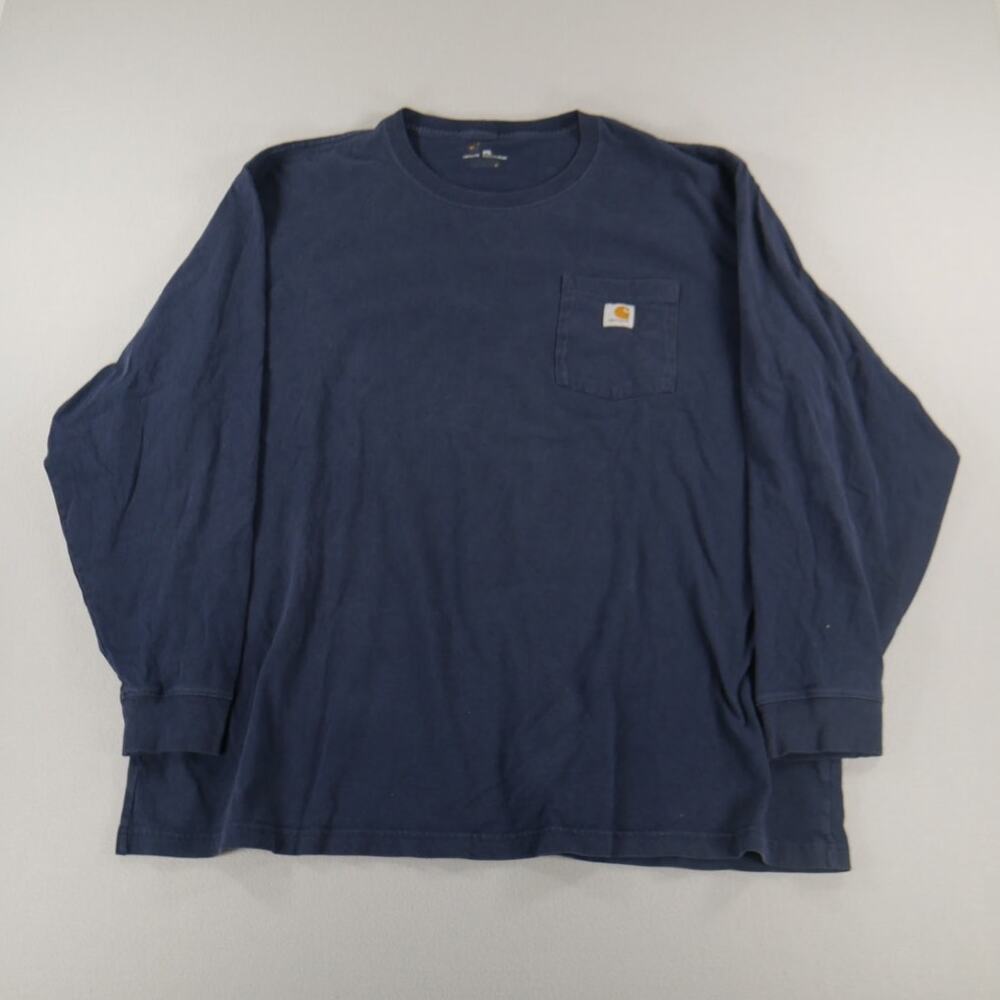 Carhartt Mens 3XL Long Sleeve Pocket T-Shirt Navy Blue Original Fit Workwear